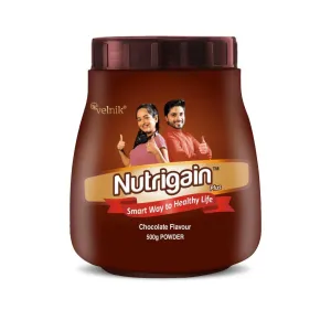 Nutrigain Plus Ayurvedic Weight Gainer Supplement Powder for Men Women and Adults with Natural Ingredients to Improve Stamina, Appetite and Overall Wellness 500 gm (Chocolate Flavour)