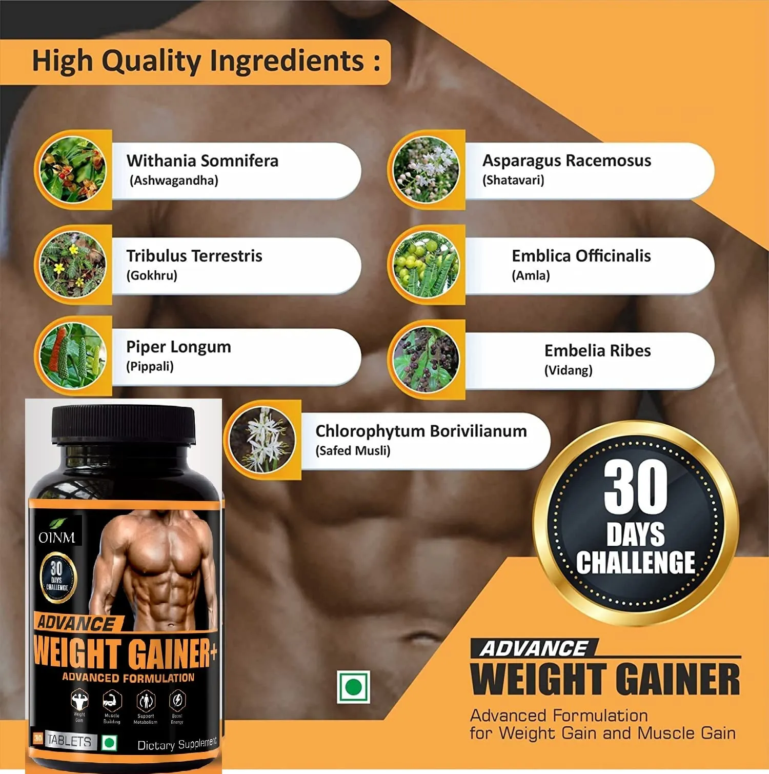 OINM ADVANCE Weight Gainer   30 Capsule (Advance Formulation) Ayurvedic Medicine for Boys Girls