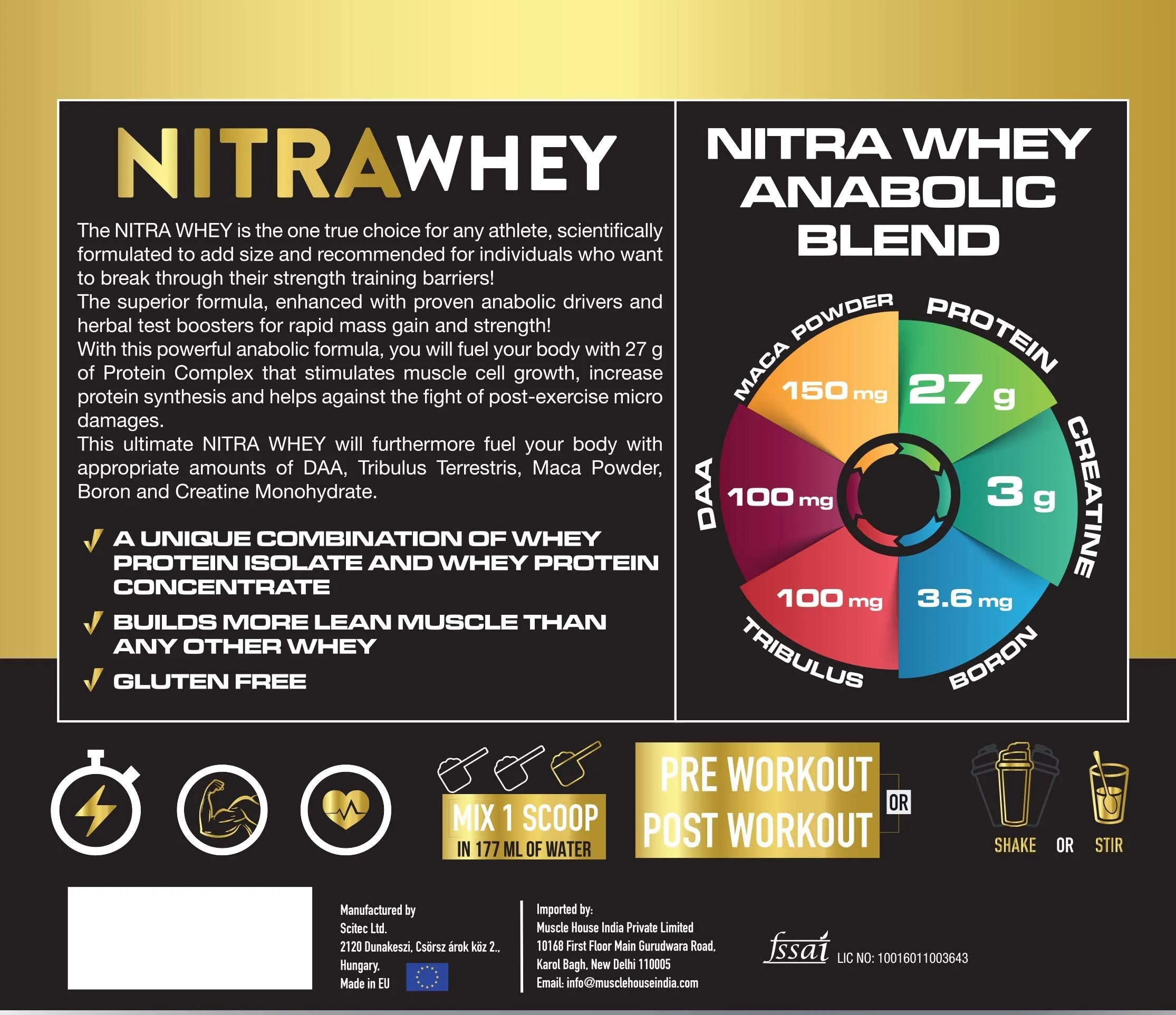 One Science Nutrition (OSN) Nitra Whey - DAA, Tribulus Terrestis, Maca powder and Boron & Creatine Monohydrate | 27g Protein, 3g Creatine, 5.2g Glutamine, 6.6g BCAA - 5lbs - Chocolate Brownie