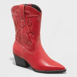 Open Box - Women's Daytona Western Boots with Memory Foam Insole - Wild Fable Red 6