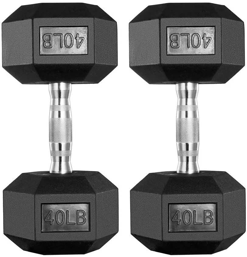 papababe Dumbbells Free Weights Dumbbells Weight Set Rubber Coated cast Iron Hex Black Dumbbell