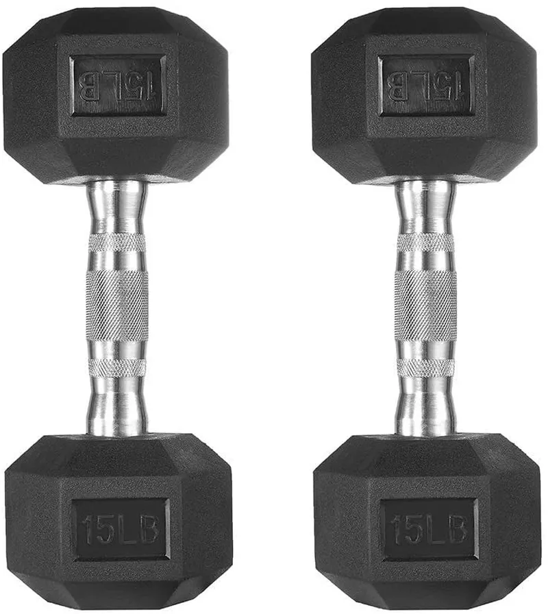 papababe Dumbbells Free Weights Dumbbells Weight Set Rubber Coated cast Iron Hex Black Dumbbell