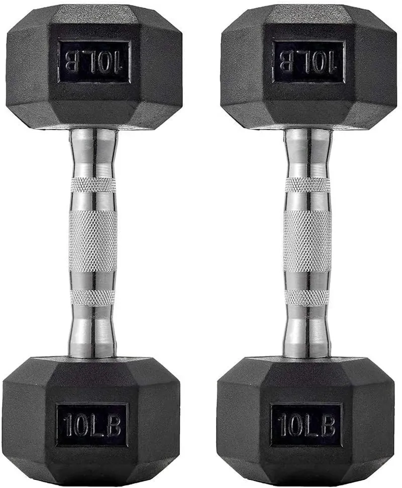 papababe Dumbbells Free Weights Dumbbells Weight Set Rubber Coated cast Iron Hex Black Dumbbell