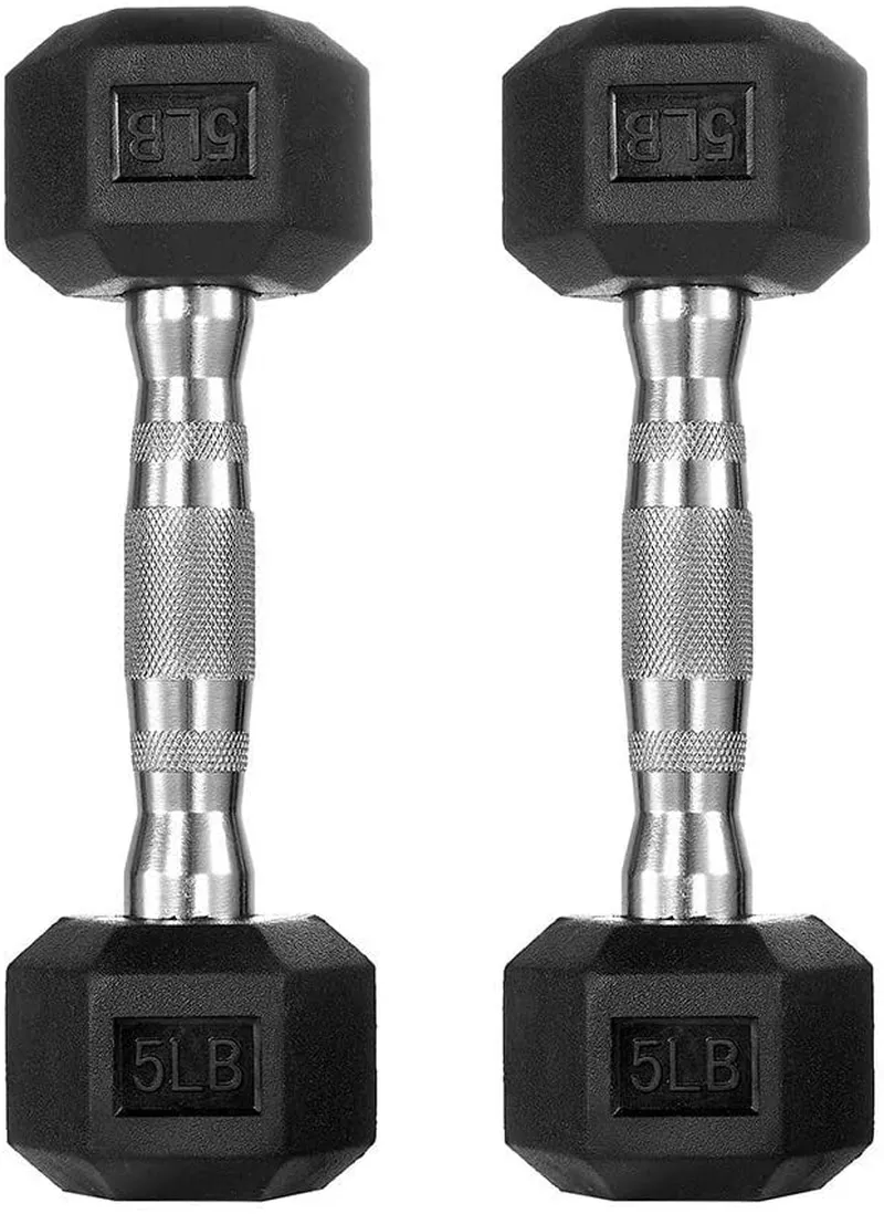 papababe Dumbbells Free Weights Dumbbells Weight Set Rubber Coated cast Iron Hex Black Dumbbell