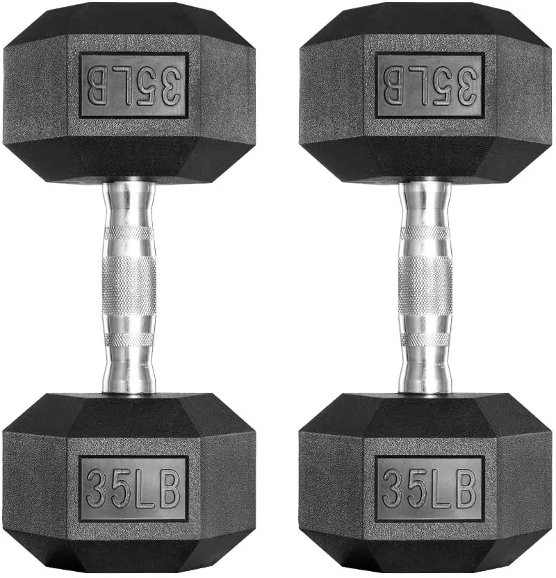 papababe Dumbbells Free Weights Dumbbells Weight Set Rubber Coated cast Iron Hex Black Dumbbell