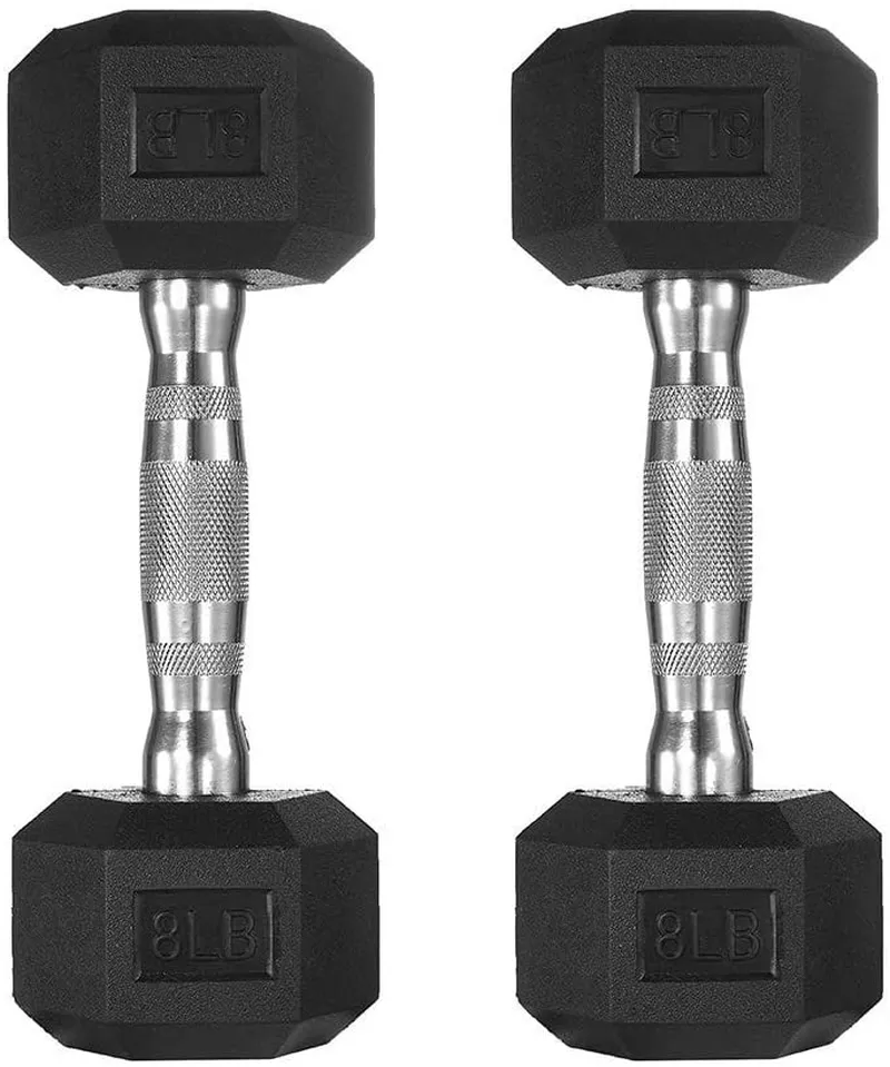 papababe Dumbbells Free Weights Dumbbells Weight Set Rubber Coated cast Iron Hex Black Dumbbell