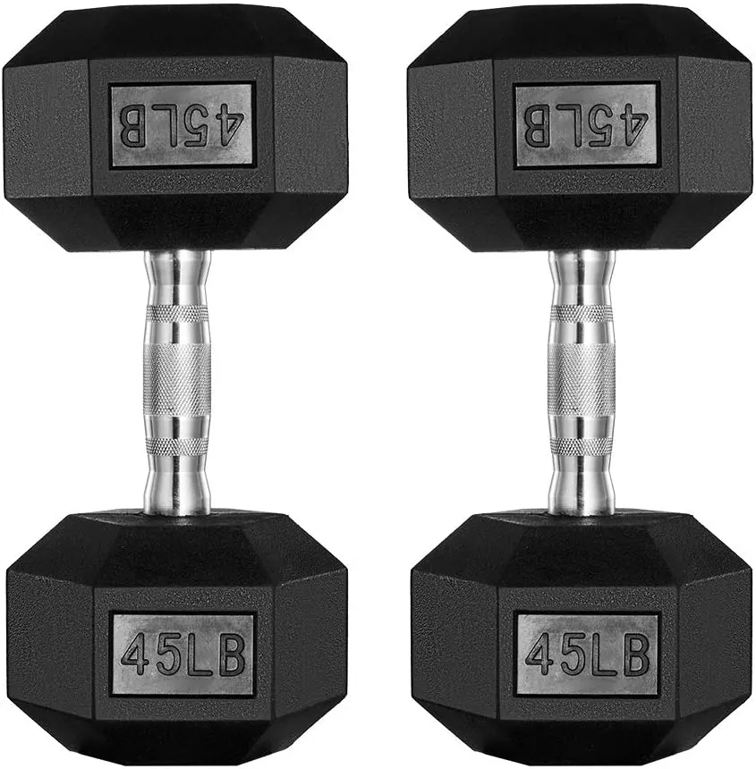 papababe Dumbbells Free Weights Dumbbells Weight Set Rubber Coated cast Iron Hex Black Dumbbell