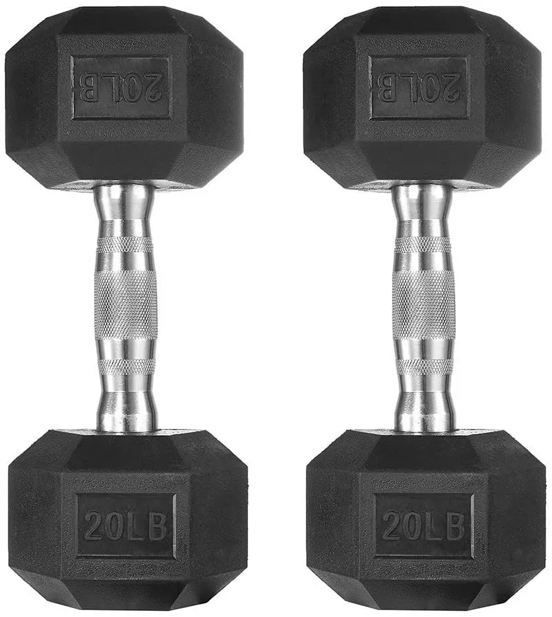 papababe Dumbbells Free Weights Dumbbells Weight Set Rubber Coated cast Iron Hex Black Dumbbell