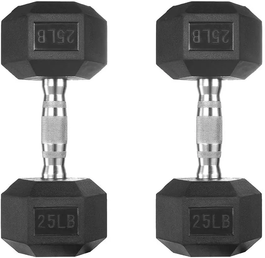 papababe Dumbbells Free Weights Dumbbells Weight Set Rubber Coated cast Iron Hex Black Dumbbell