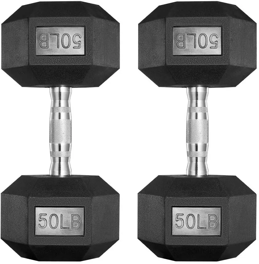 papababe Dumbbells Free Weights Dumbbells Weight Set Rubber Coated cast Iron Hex Black Dumbbell