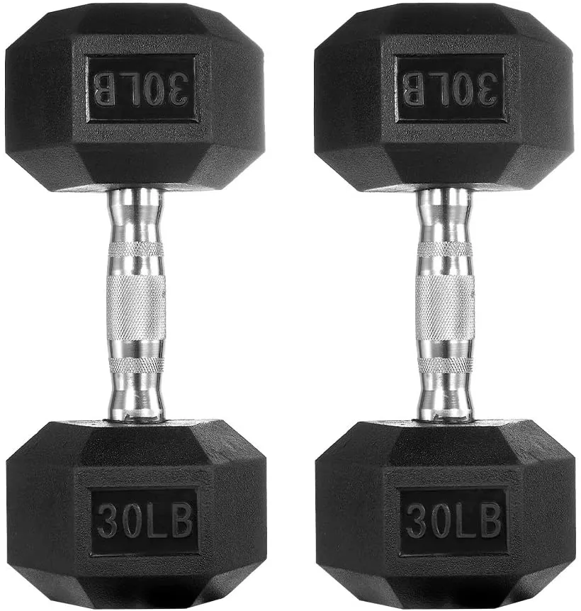 papababe Dumbbells Free Weights Dumbbells Weight Set Rubber Coated cast Iron Hex Black Dumbbell