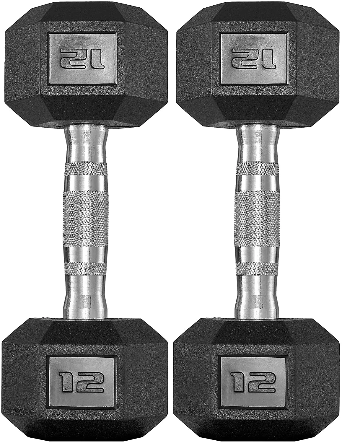 papababe Dumbbells Free Weights Dumbbells Weight Set Rubber Coated cast Iron Hex Black Dumbbell