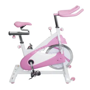 Pink Exercise Bike Belt Drive Premium Indoor Cycling Trainer