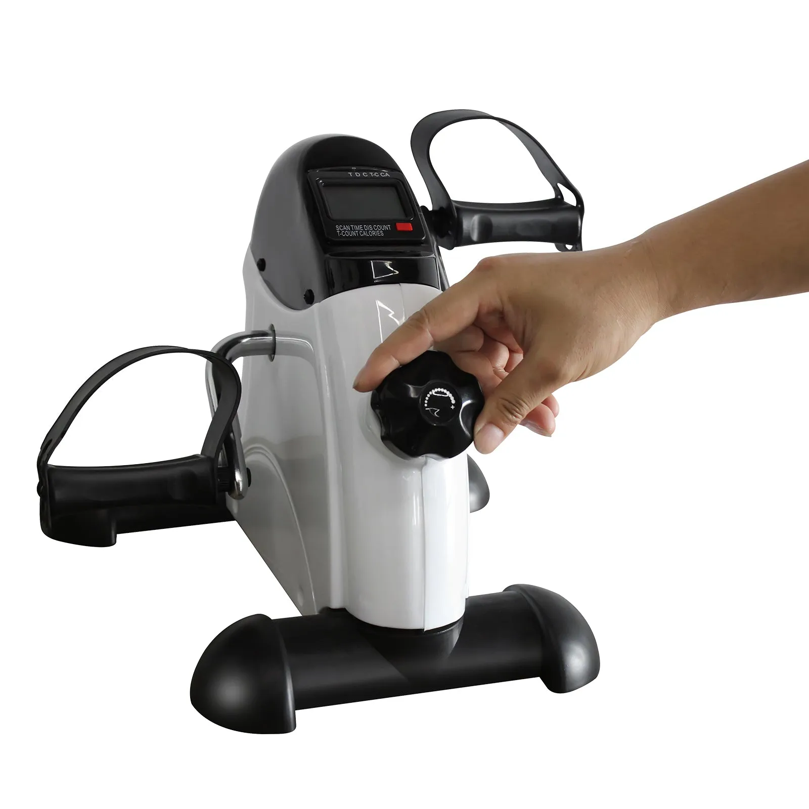 Portable Rehabilitation Mini Exercise Bike: 120KG Max Weight, Electronic Display, Instep Restraint Strap - White