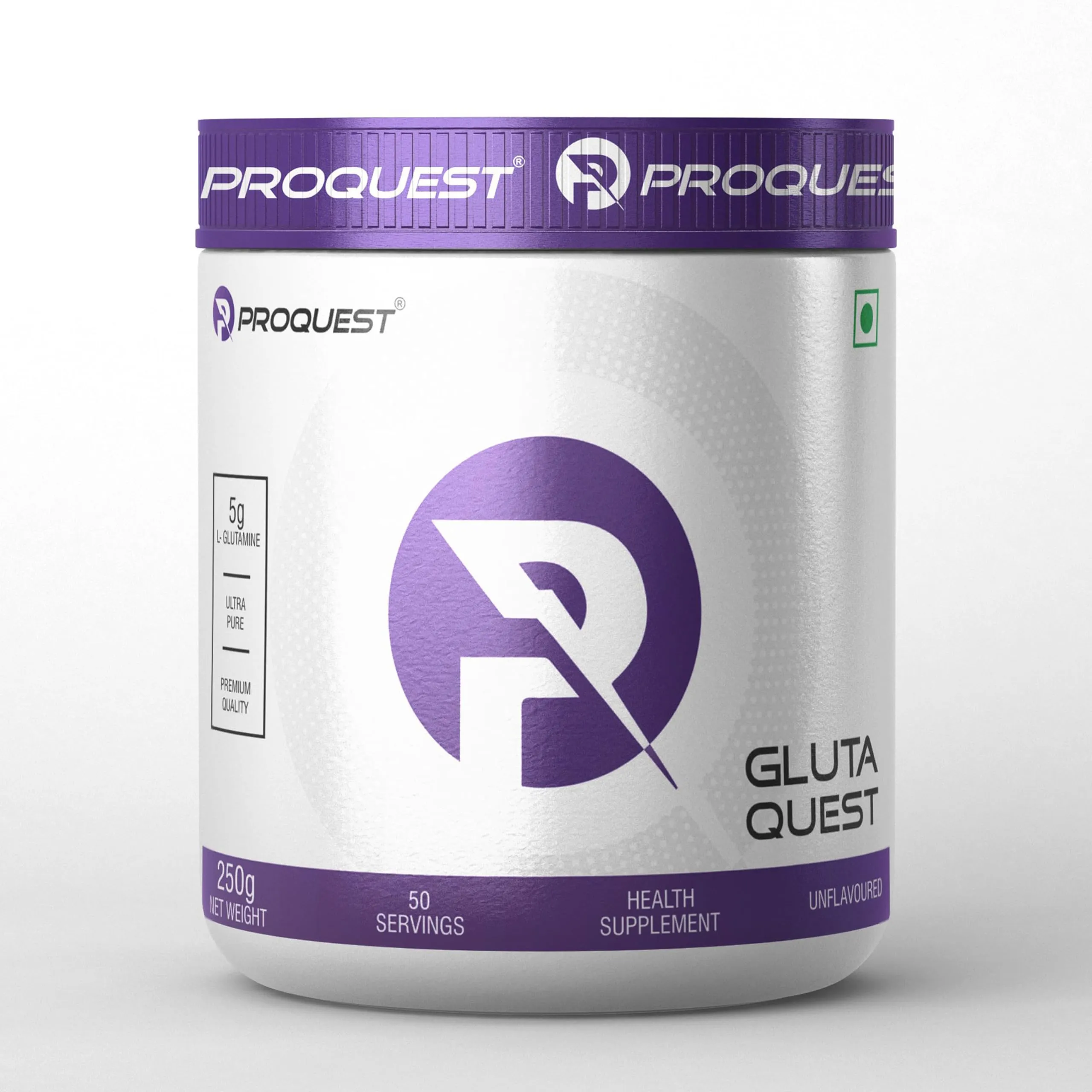 PROQUEST Gluta Quest - Pure Micronized Grade L-Glutamine 5000mg | Proteogenic Amino Acid for Faster Recovery | Increase Muscle Strength & Endurance |Unflavoured (250G, 50 Servings)