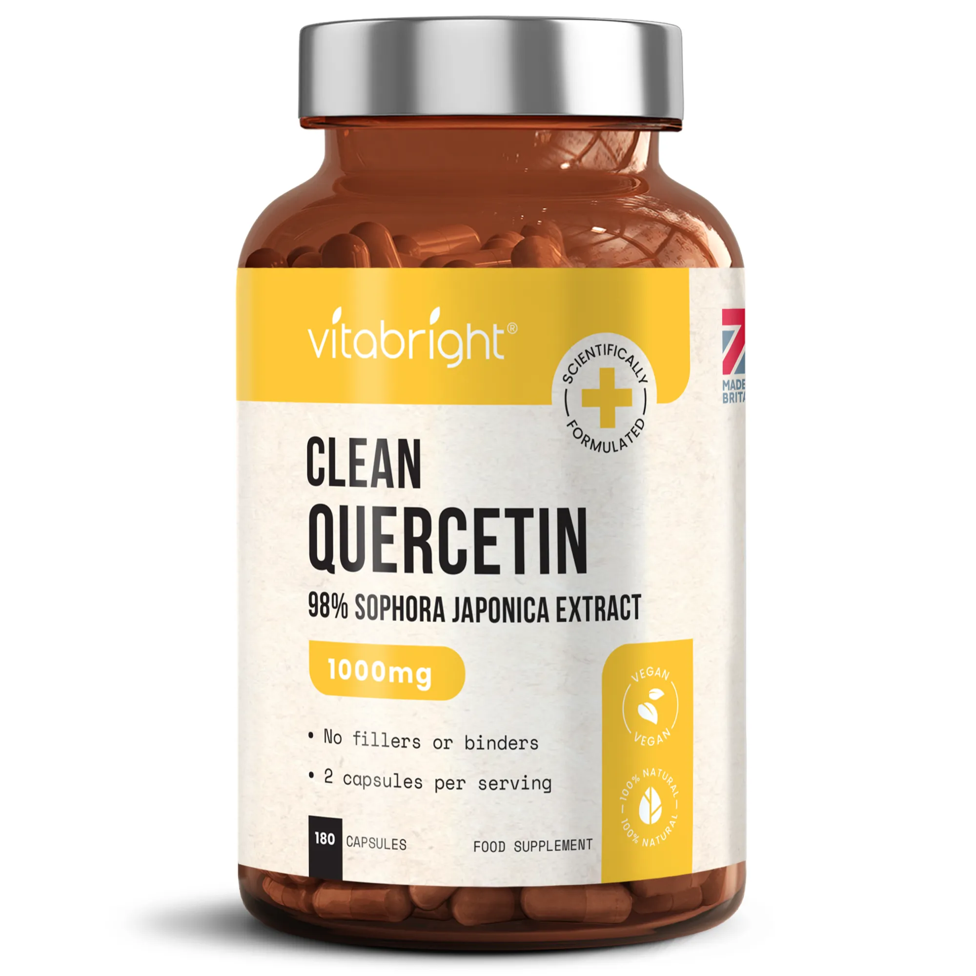 Quercetin Capsules 500mg Capsules - 98% Extract - 1000 mg pure extract