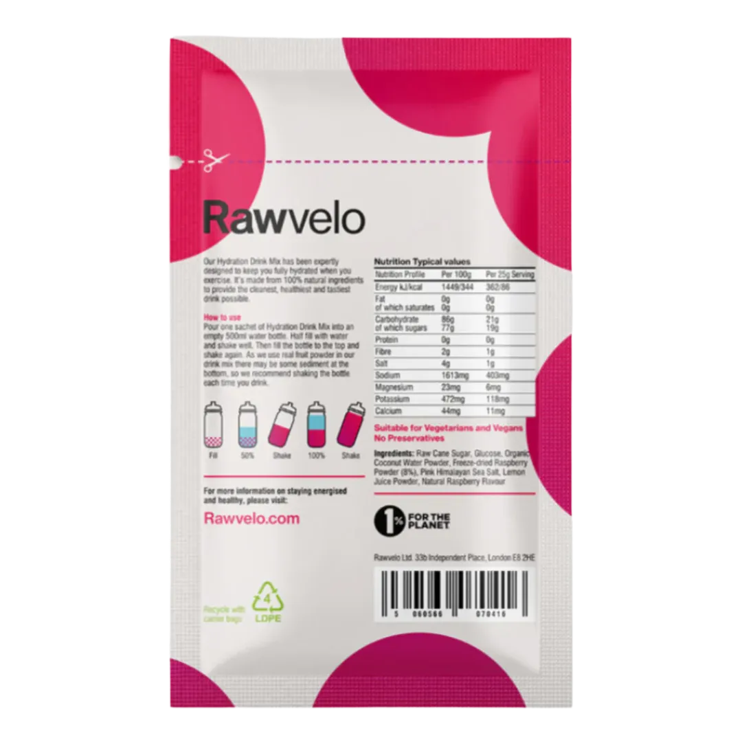 Rawvelo - Hydration Drink Mix Powder Sachet -  Raspberry