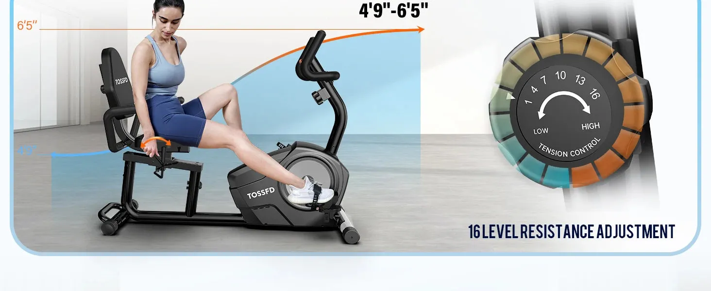 Recumbent Exercise Bike - 16-Level Resistance for Stroke Recovery