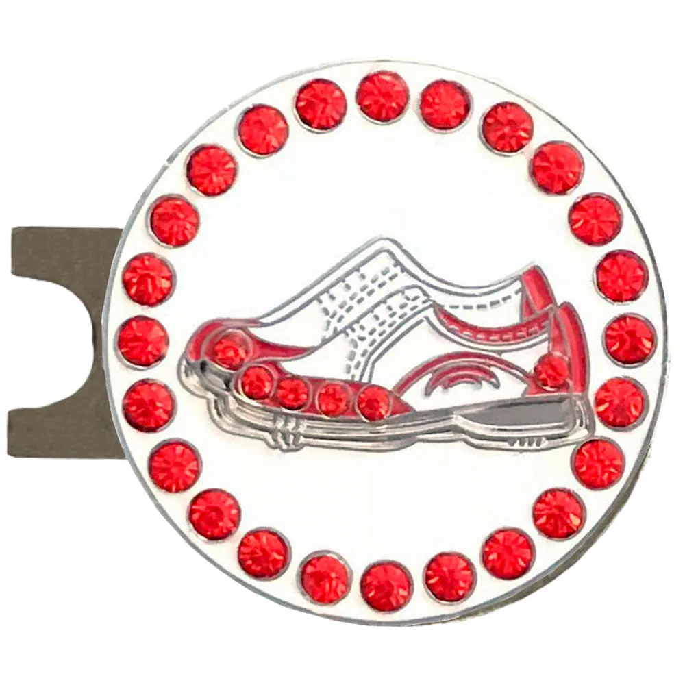 Red & White Golf Shoes Golf Ball Marker Hat Clip