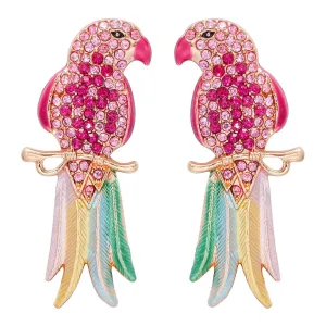 Retro Multicolor Crystal Parrot Earrings