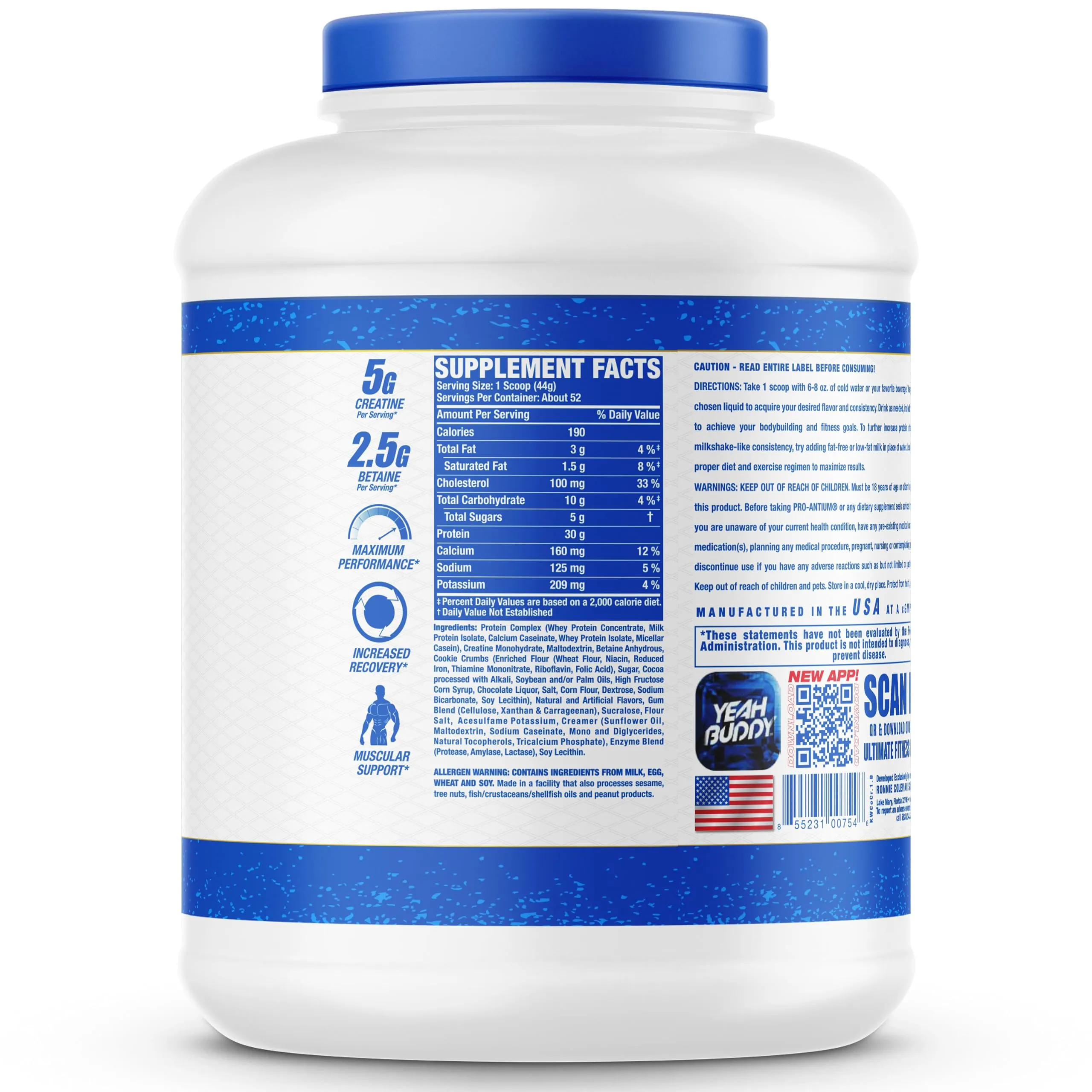 Ronnie Coleman Signature Series Pro Antium Protein Powder - 2.27 kg (Cookies and Cream)