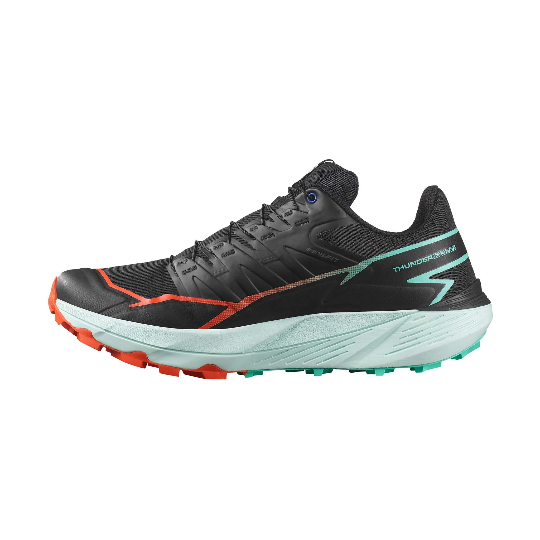 Salomon | Men's Thundercross Running Shoes - Black/Cherry Tomato/Electric Green