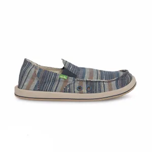 Sanuk Donny Blue Vintage Denim Stripe Shoes