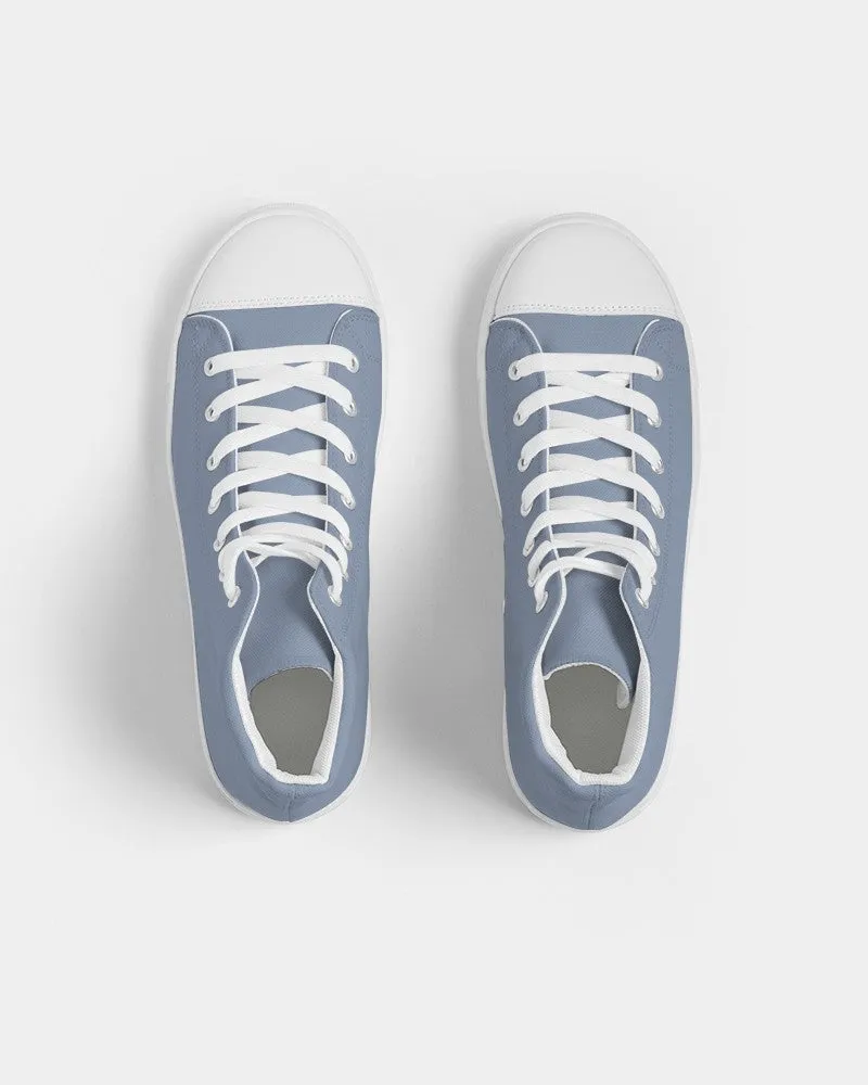 Shaded Pale Pastel Blue Gray High-Top Canvas Sneakers | Women's | C30M15Y0K30