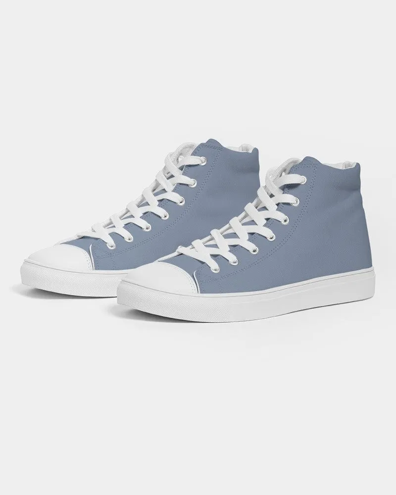 Shaded Pale Pastel Blue Gray High-Top Canvas Sneakers | Women's | C30M15Y0K30