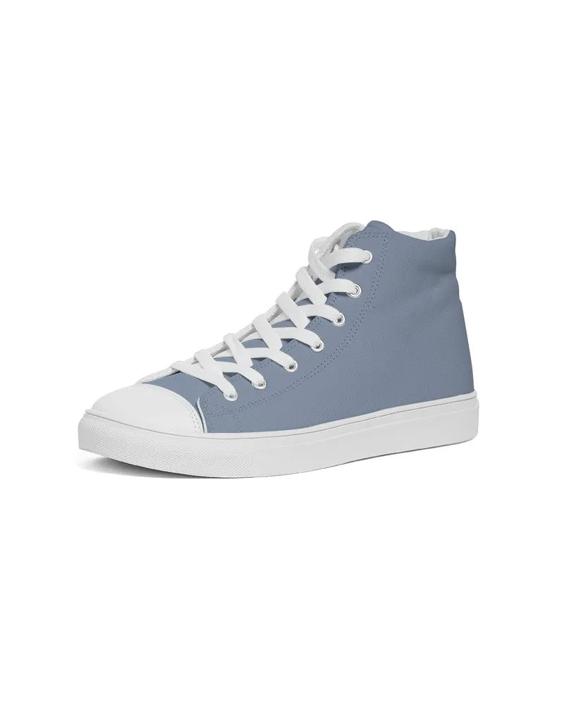 Shaded Pale Pastel Blue Gray High-Top Canvas Sneakers | Women's | C30M15Y0K30