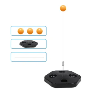 Single Table Tennis Trainer Elastic Flexible Shaft Fixed Ball Training Device, Specification: Black Without Racket