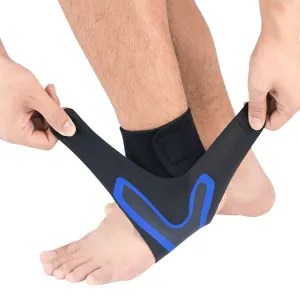 Sports Compression Anti-Sprain Ankle Guard Outdoor Basketball Football Climbing Protective Gear, Specification: S, Left Foot (Black Blue)