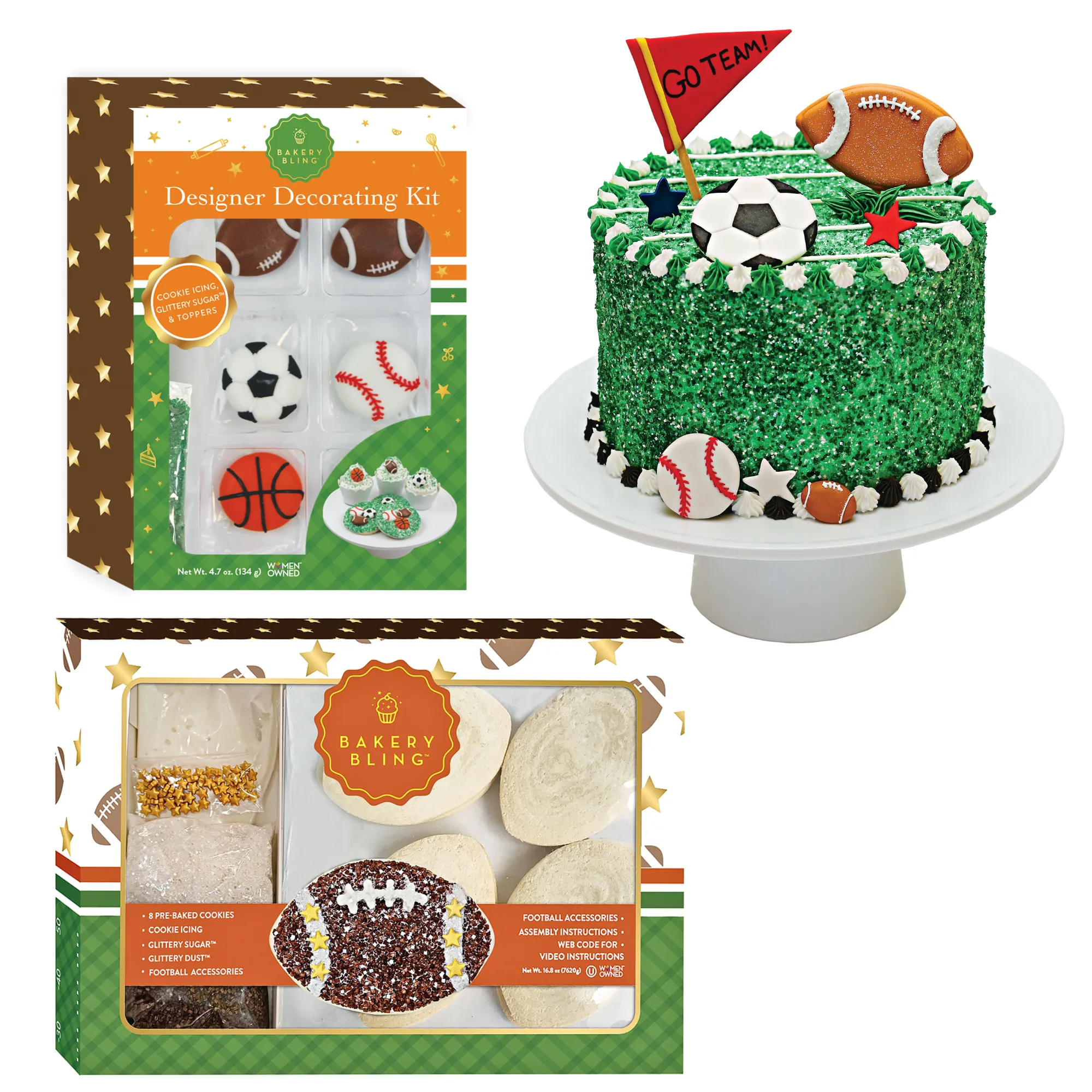 Sports Fan Designer Decorating Bundle (Cookie Kit, Cake Decor   Cupcake Kit)