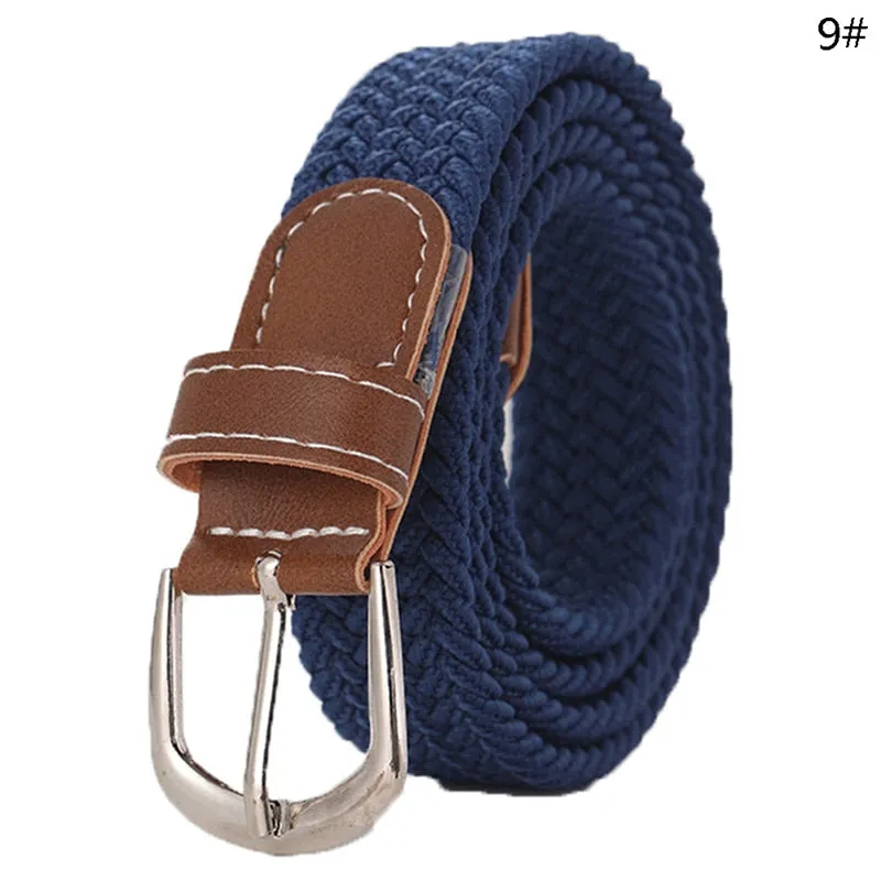 Stretch Canvas Leather Belts for Men Female Casual Knitted Woven Military Tactical Strap Male Elastic Belt for Pants Jeans