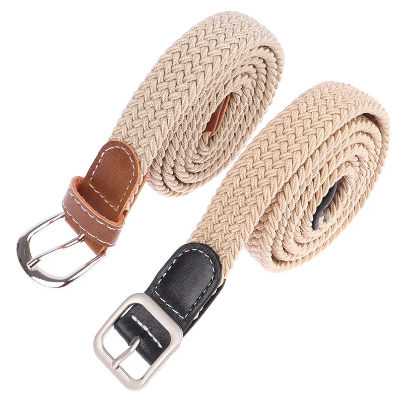 Stretch Canvas Leather Belts for Men Female Casual Knitted Woven Military Tactical Strap Male Elastic Belt for Pants Jeans