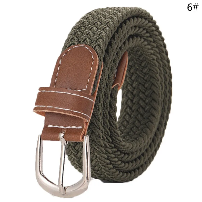 Stretch Canvas Leather Belts for Men Female Casual Knitted Woven Military Tactical Strap Male Elastic Belt for Pants Jeans