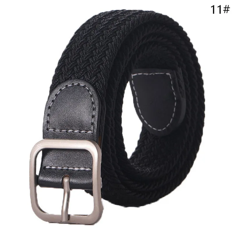 Stretch Canvas Leather Belts for Men Female Casual Knitted Woven Military Tactical Strap Male Elastic Belt for Pants Jeans