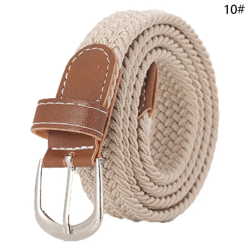 Stretch Canvas Leather Belts for Men Female Casual Knitted Woven Military Tactical Strap Male Elastic Belt for Pants Jeans