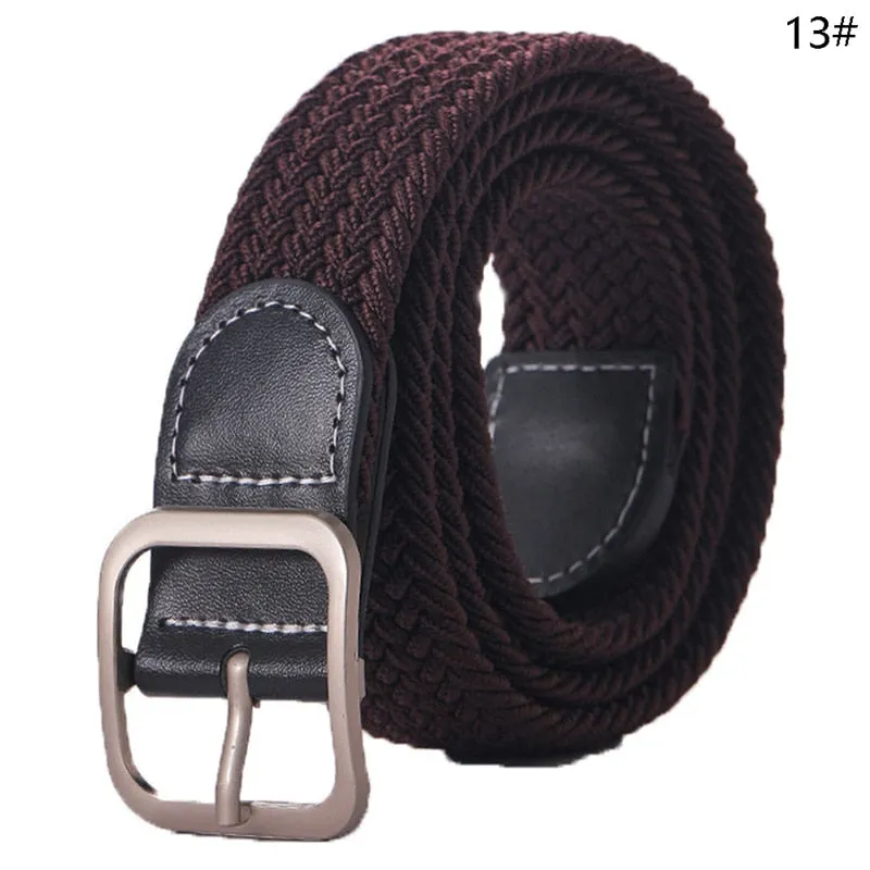 Stretch Canvas Leather Belts for Men Female Casual Knitted Woven Military Tactical Strap Male Elastic Belt for Pants Jeans