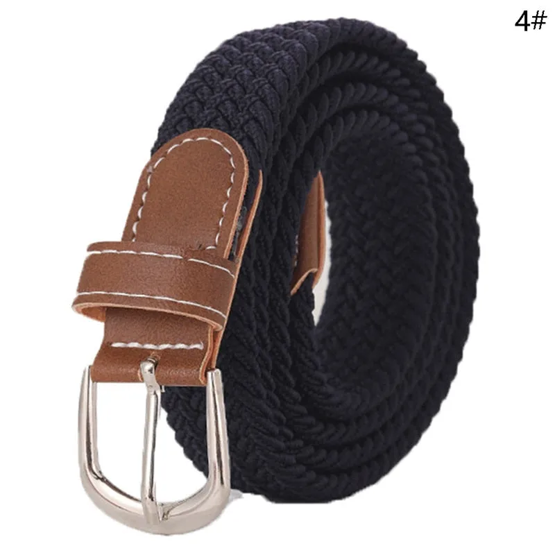 Stretch Canvas Leather Belts for Men Female Casual Knitted Woven Military Tactical Strap Male Elastic Belt for Pants Jeans