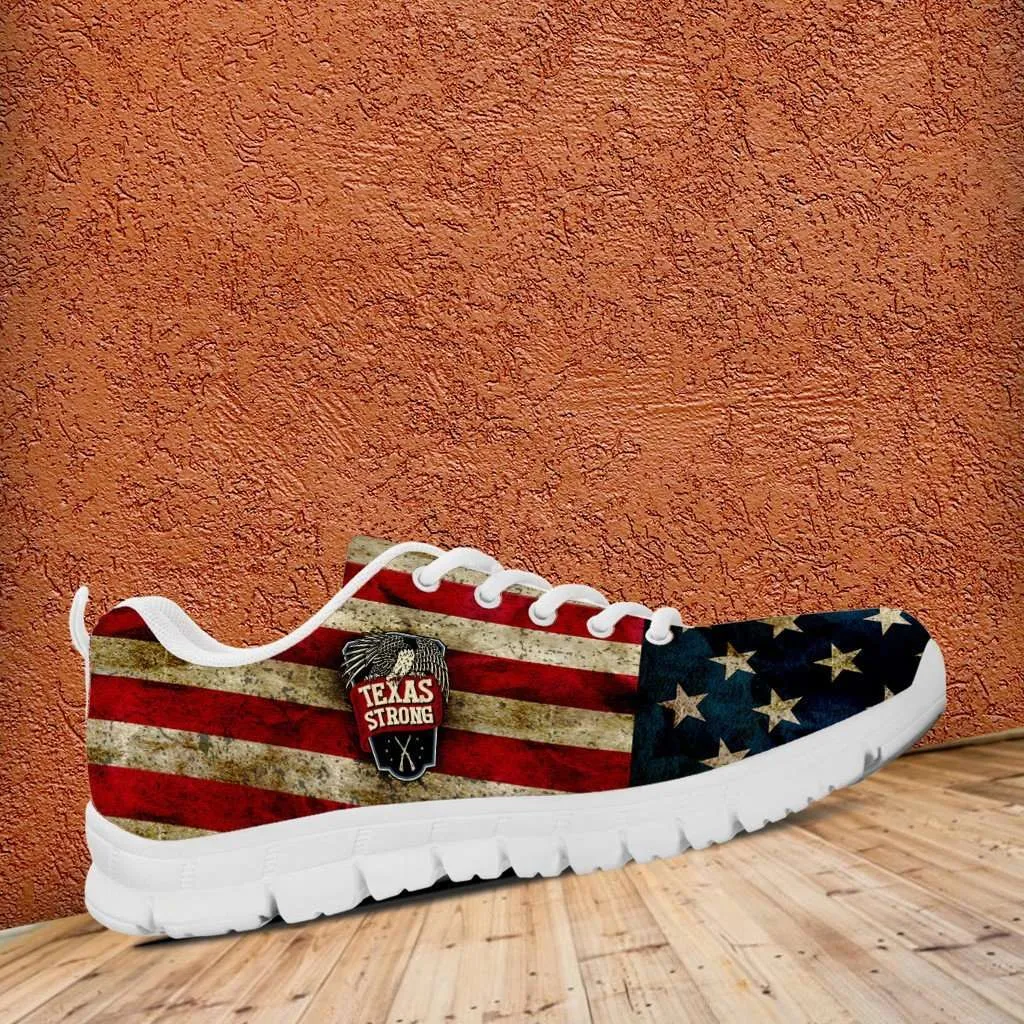 Texas Strong Distressed USA Flag Mesh Fabric Running Shoes