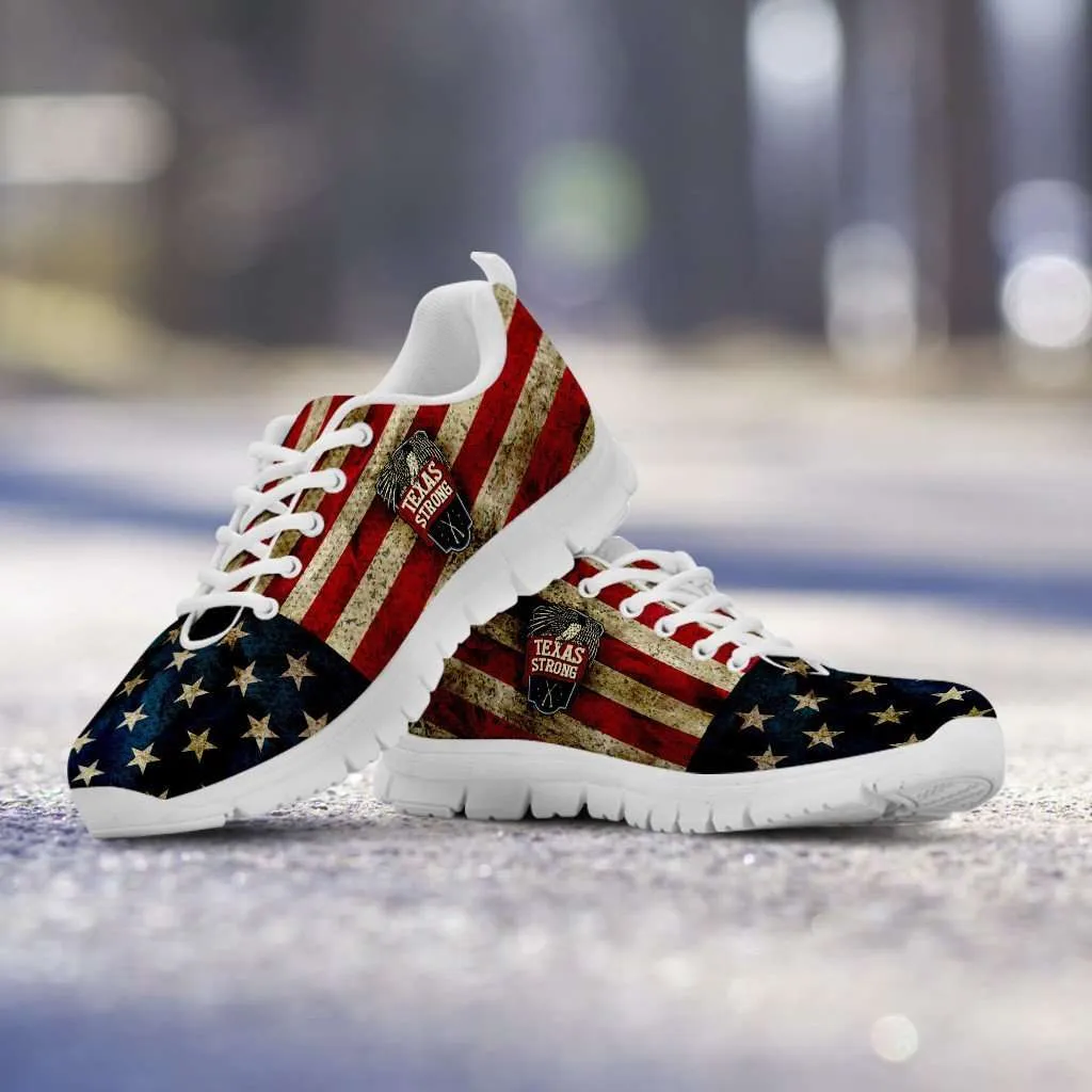 Texas Strong Distressed USA Flag Mesh Fabric Running Shoes