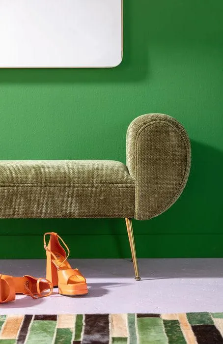 Trono Green Velvet Bench