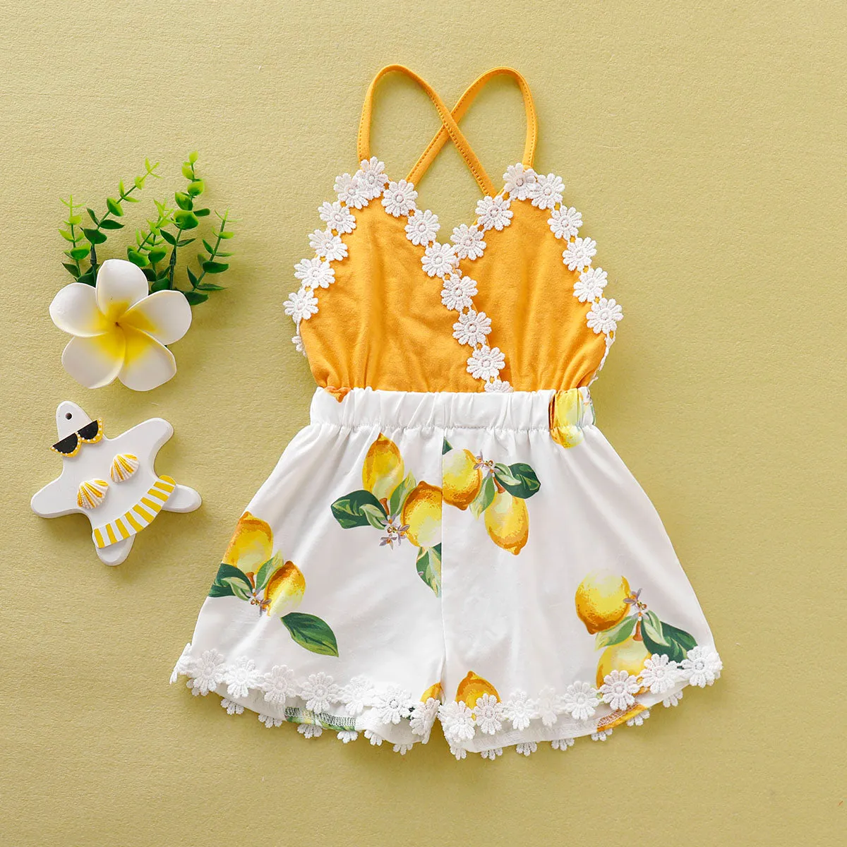 V-neck Lemon Romper