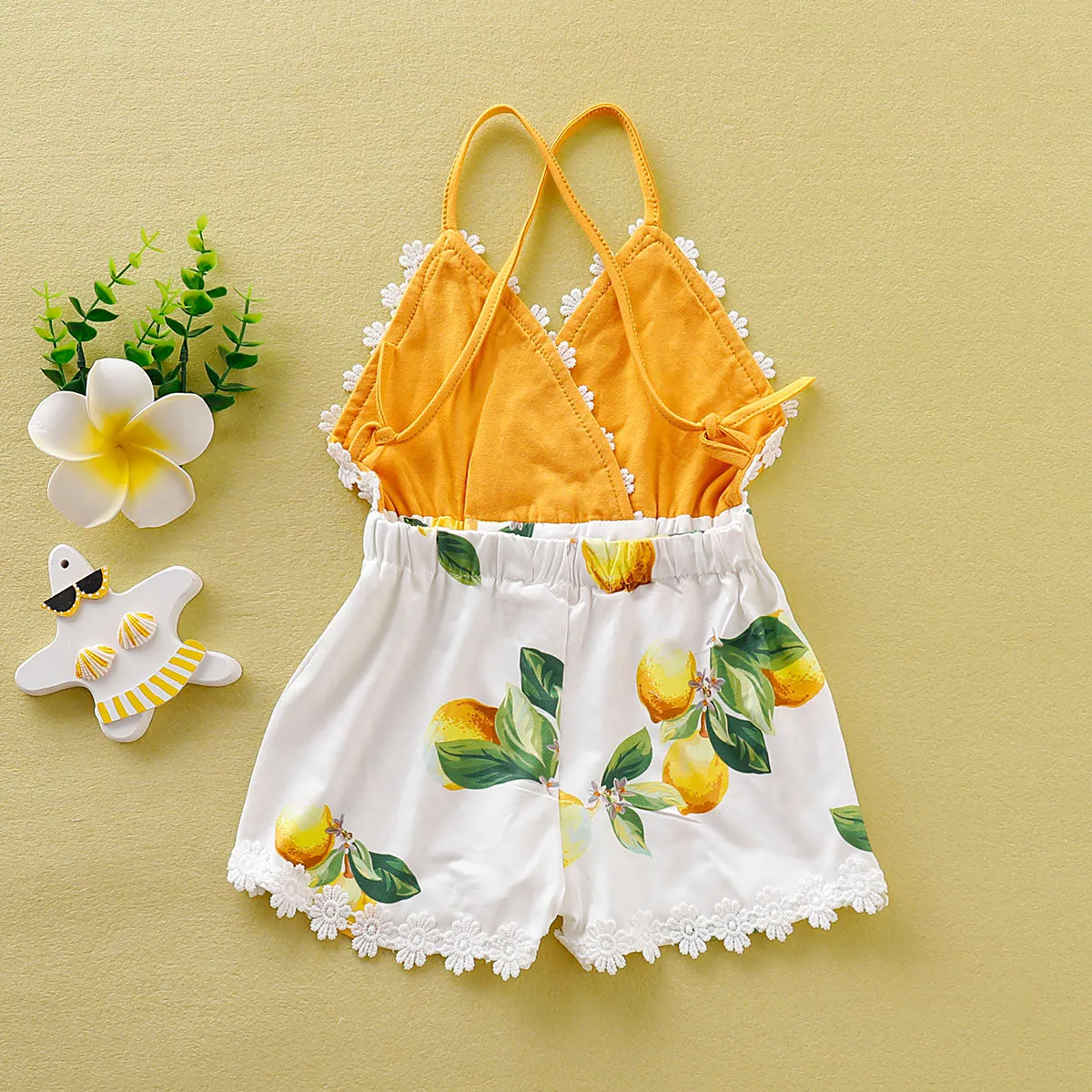 V-neck Lemon Romper