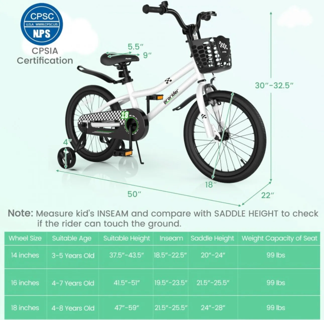 Very Cool 18” Kids Pedal Bicycle W Kickstand, Coaster Brake Ages 4-8 | Bell | Adjustable Seat | Easy Assembly | Removable Training Wheels | Anti-Slip Tires