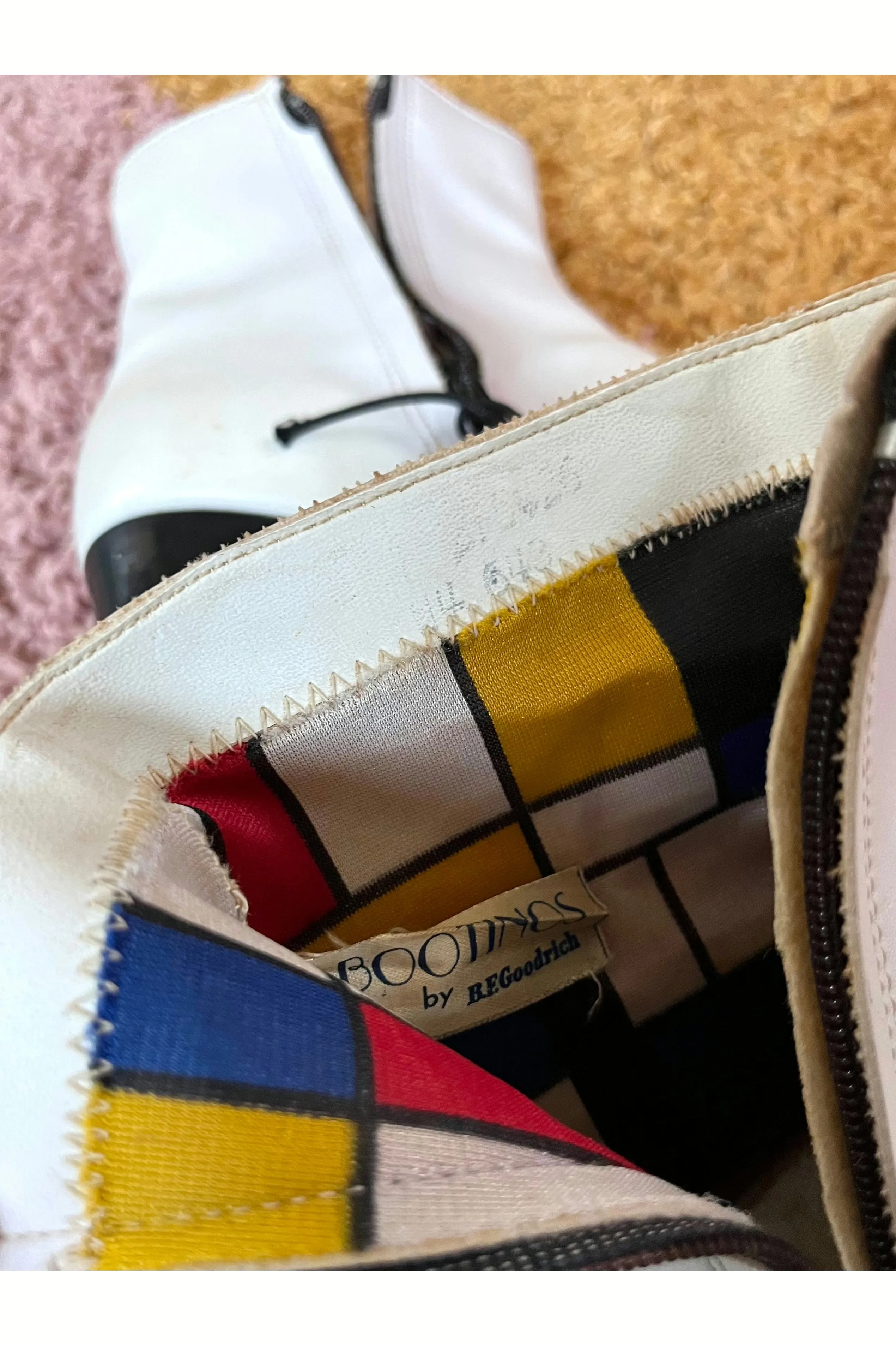 Vintage Rare 60s Mod Mondrian Lined Booties