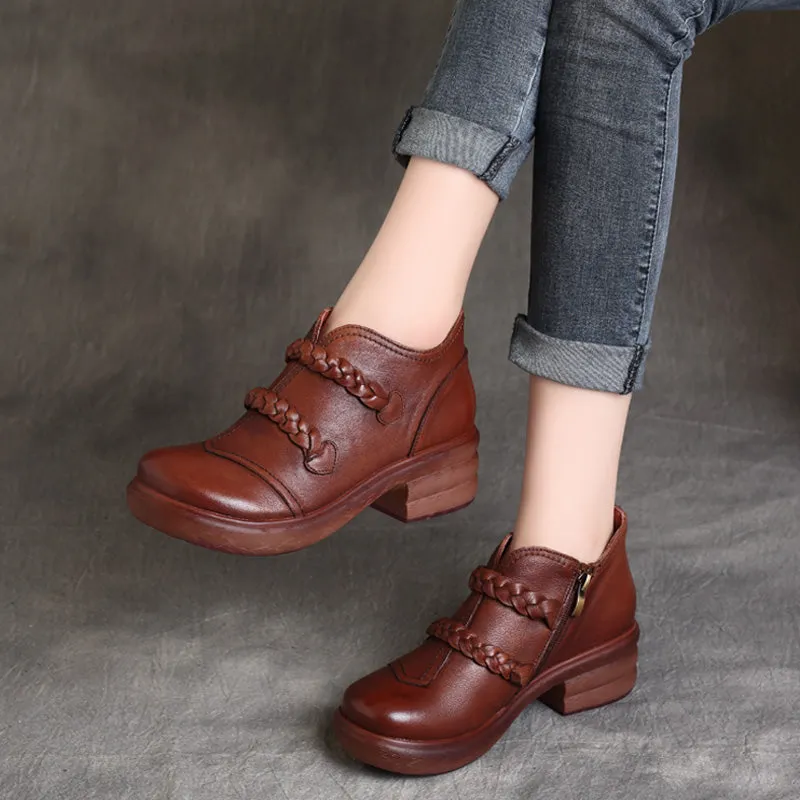 Waterproof Handmade Cow Tendon Women Retro Shoes