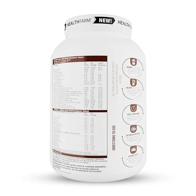 Whey Protein Plus with Added Vitamins (Rich Chocolate, 2kg - 4.4lb) | 24gm Protein Per Serving, Build Lean & Big Muscle