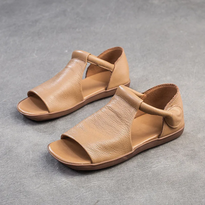 Women Minimalist Leather Flat Casual Sandals